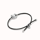 Black cord bracelet with a pearl